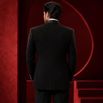 Black Hand Embroidered Designer Tuxedo