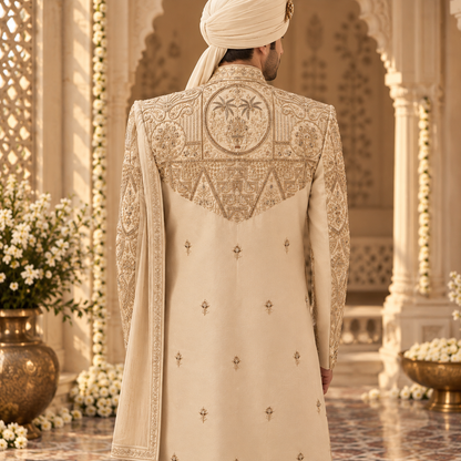 Ivory Embroidered Sherwani