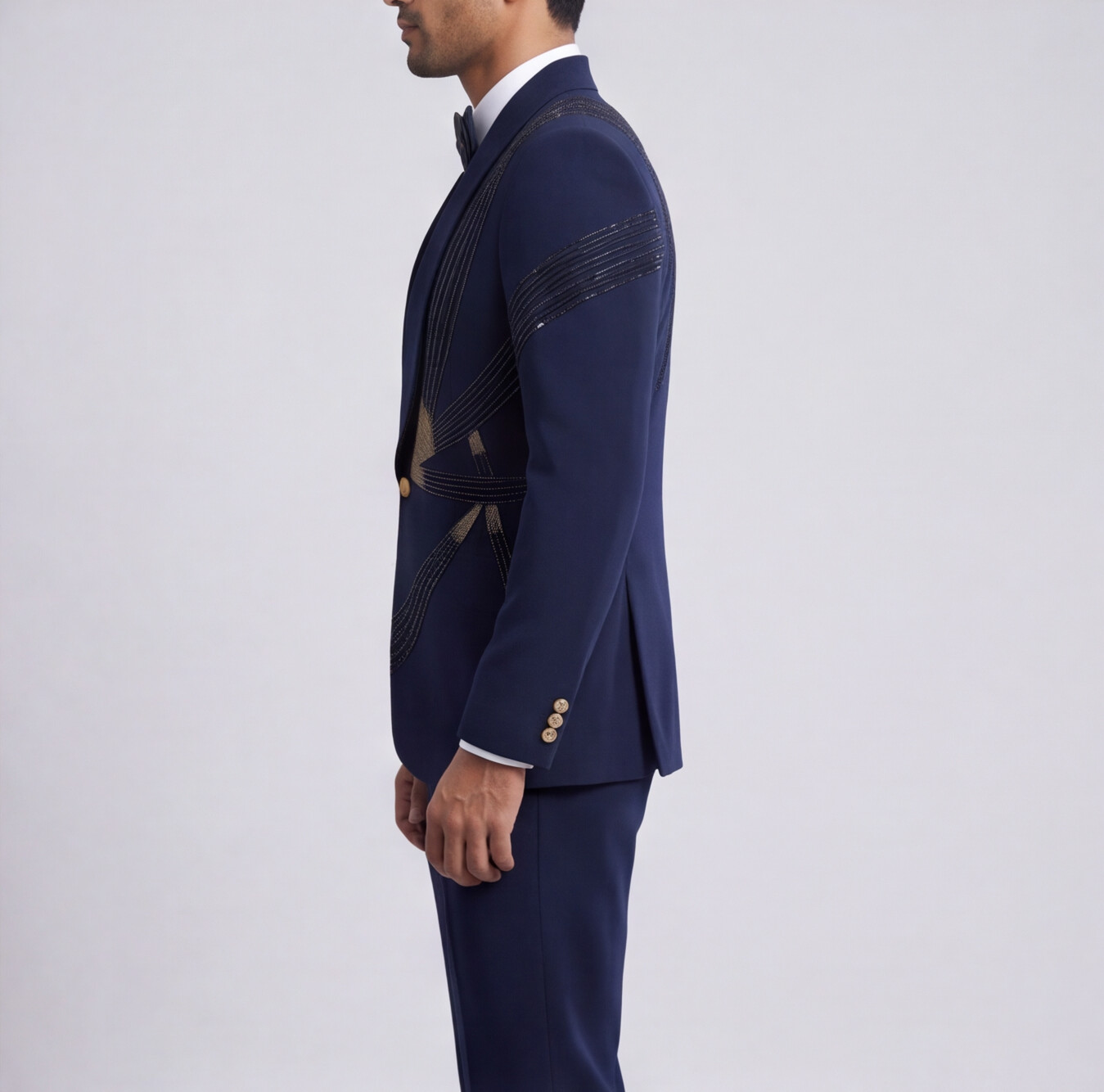 Blue Hand Embroidered Designer Tuxedo