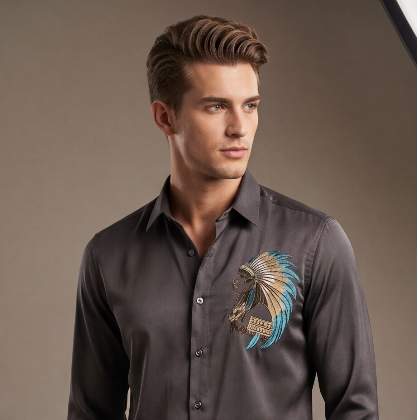 Black King Face Motif Designer Shirt