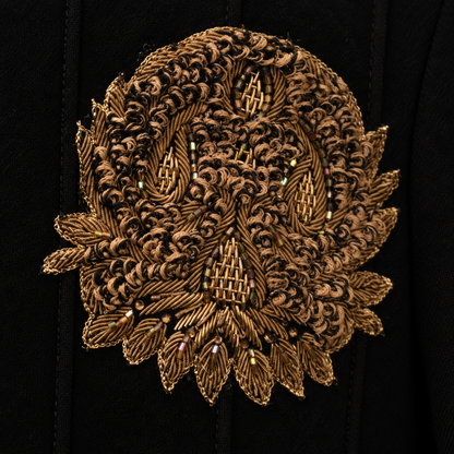Black Pintex Bandhgala with Embroidered Motif