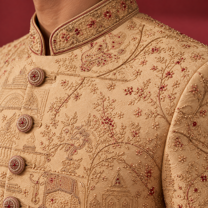 Ivory Embroidered Sherwani