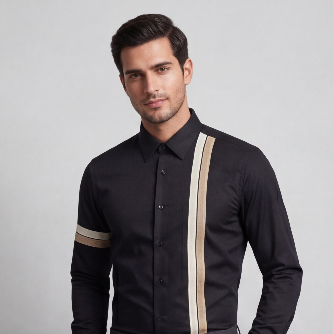 Black Asymmetrical Designer Shirt