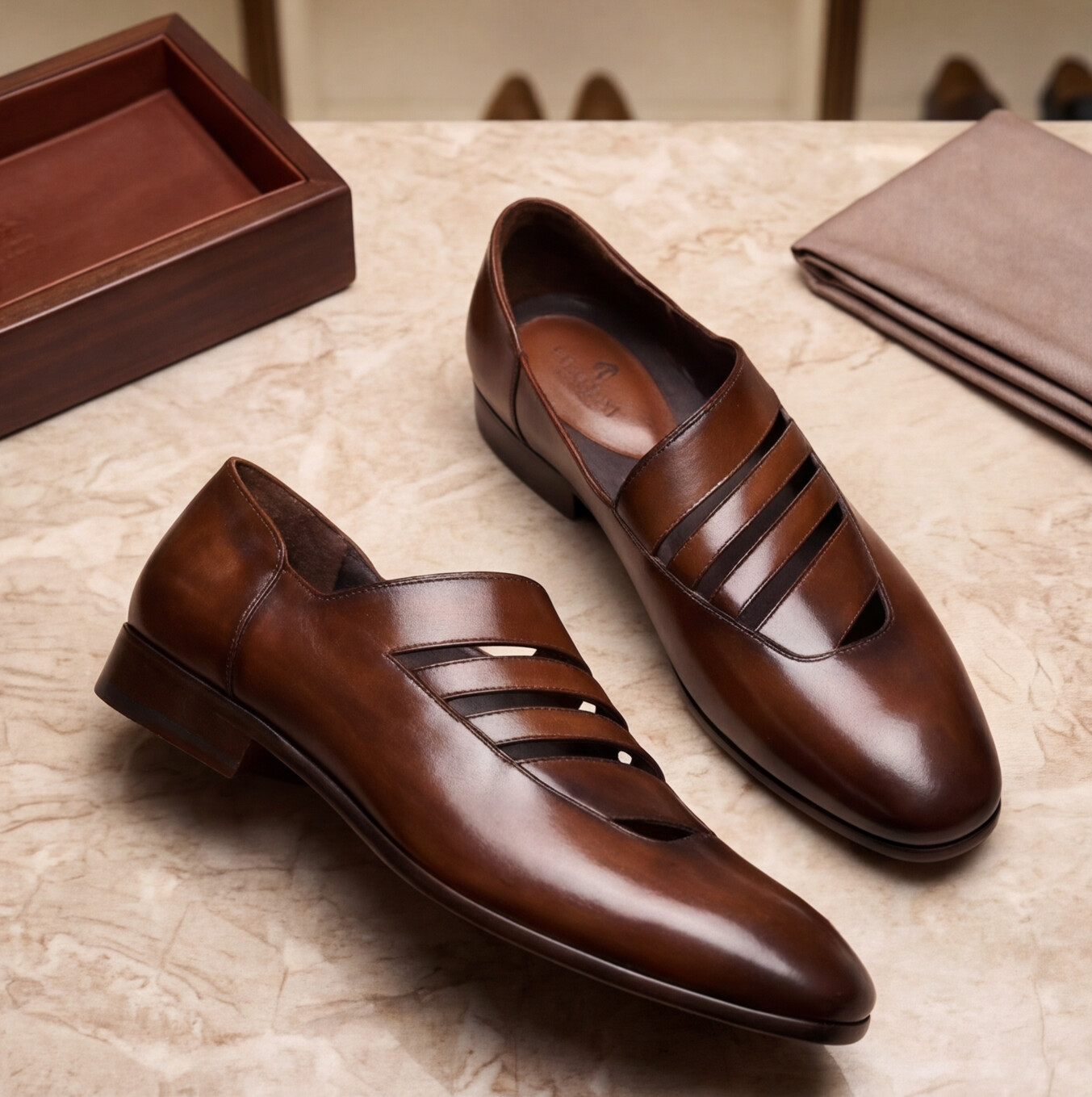 Brown Handmade Peshawari Shoes
