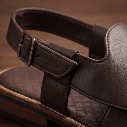 Brown Hand Made Embroidered Peshawari Shoes