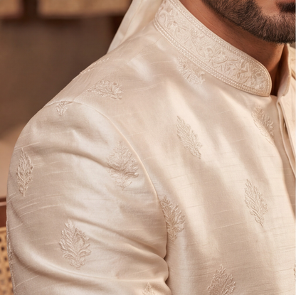Cream Silk Handmade Sehra with Kalangi