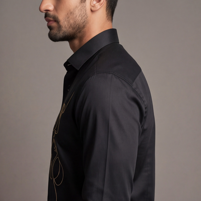 Black Designer Shirt with Face Work