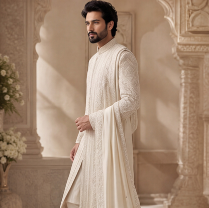 Light Rose Gold Embroidered Sherwani