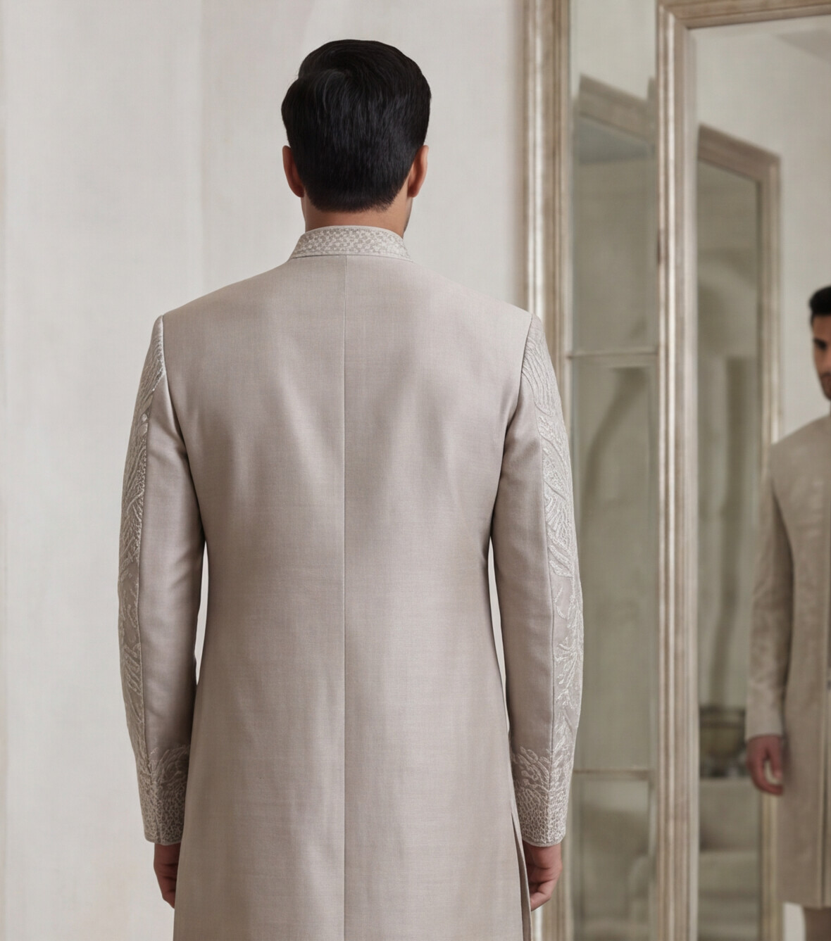 Dark Rose Gold Embroidered Sherwani
