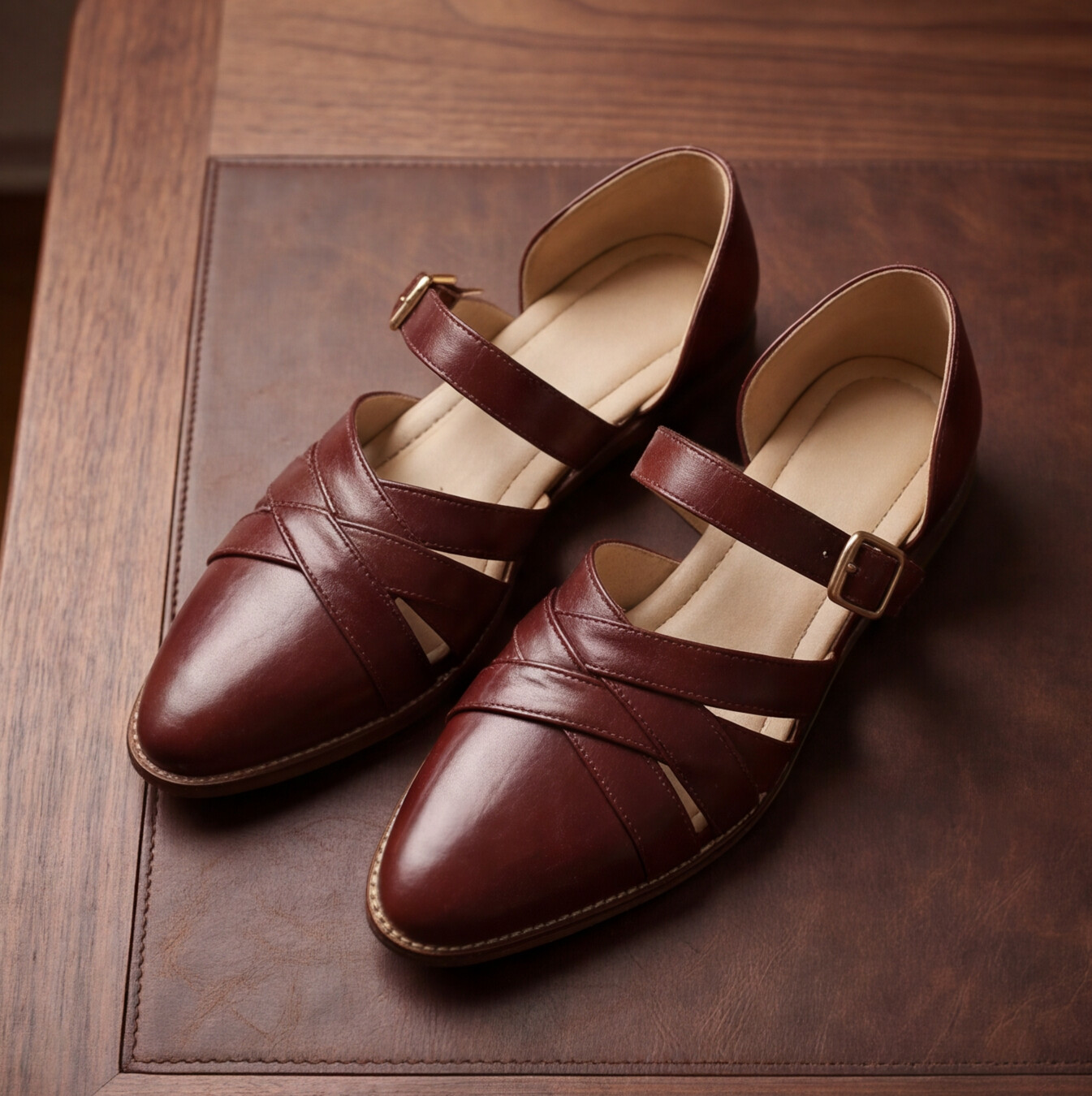Tan Handmade Slip-On Shoes