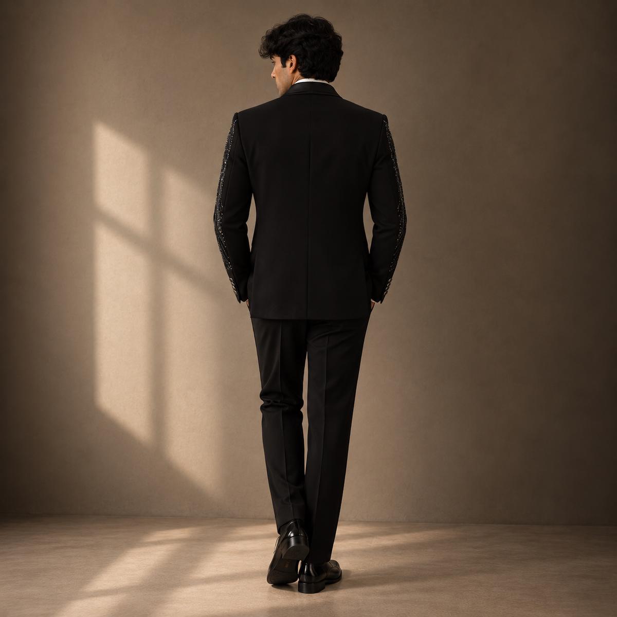 Black Hand Embroidered Designer Tuxedo