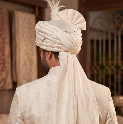 Cream Silk Handmade Sehra with Kalangi