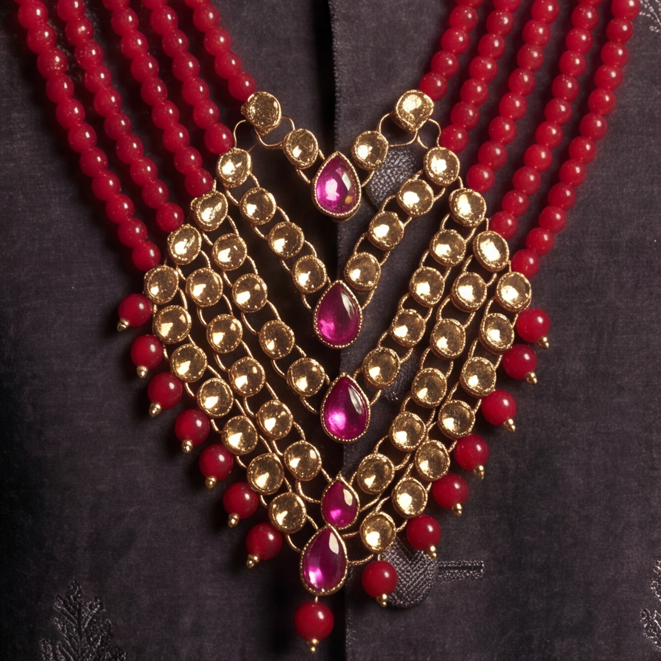 Pink Pearl Layered Men's Necklace