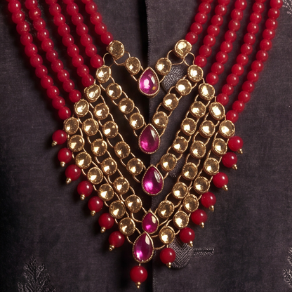 Pink Pearl Layered Men's Necklace