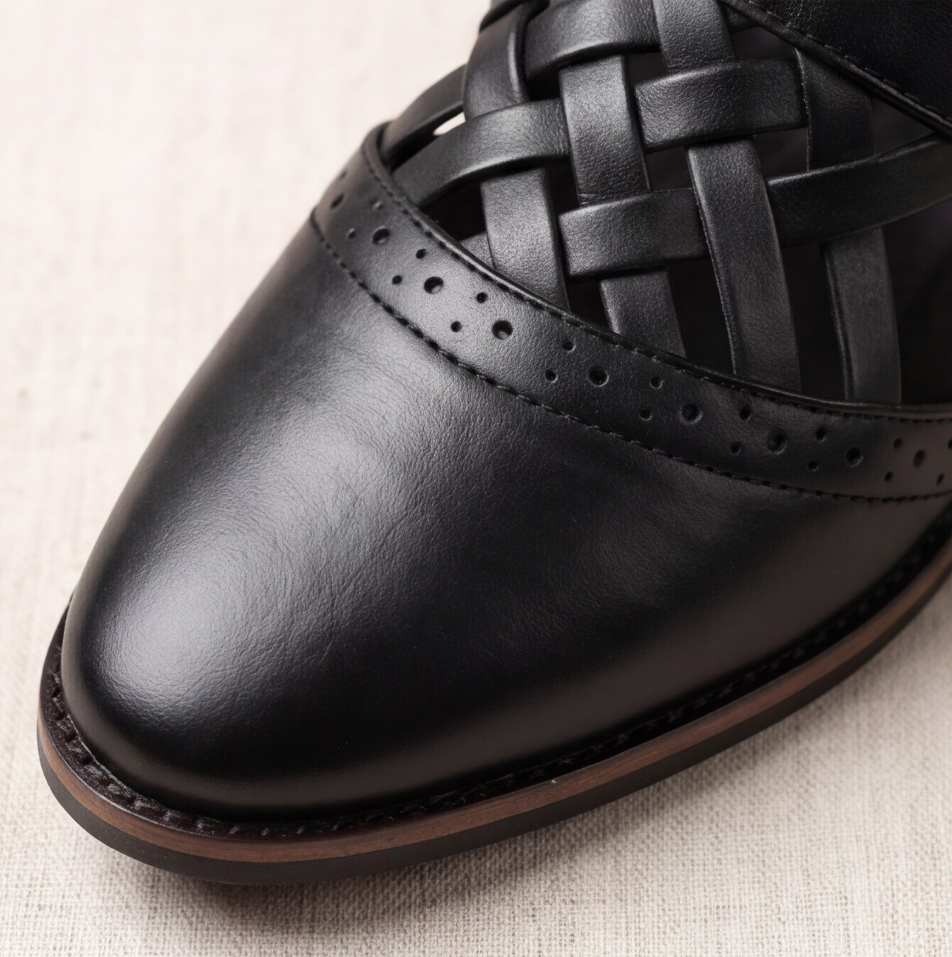 Black Hand Made Slip-On Shoes