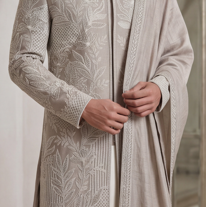 Dark Rose Gold Embroidered Sherwani