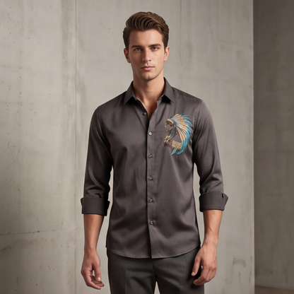 Black King Face Motif Designer Shirt