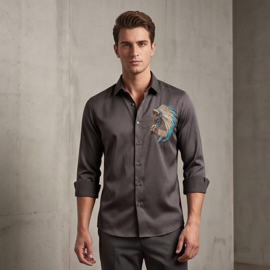 Black King Face Motif Designer Shirt