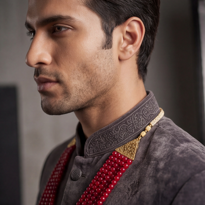 Pink Pearl Layered Men's Necklace
