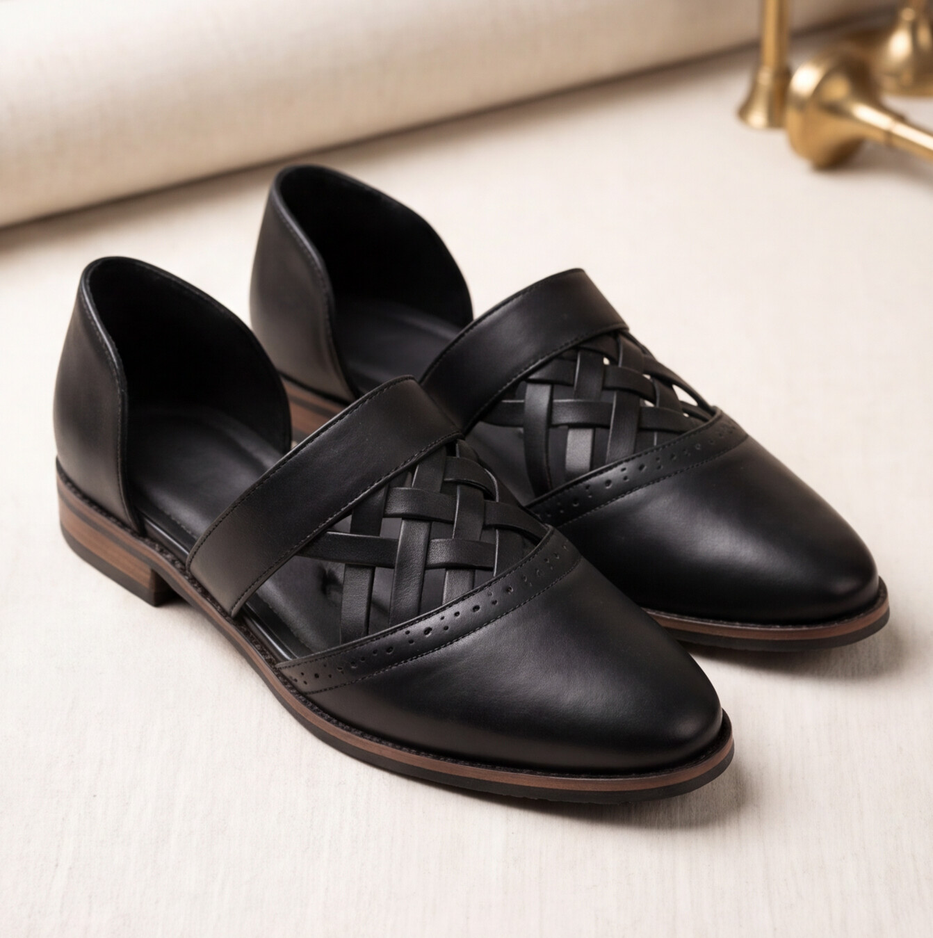Black Hand Made Slip-On Shoes