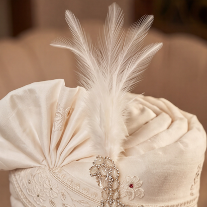 Cream Silk Handmade Sehra with Kalangi