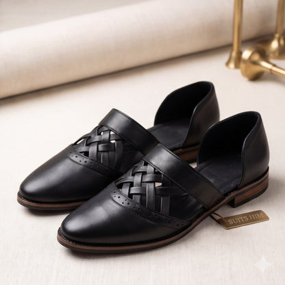 Black Hand Made Slip-On Shoes