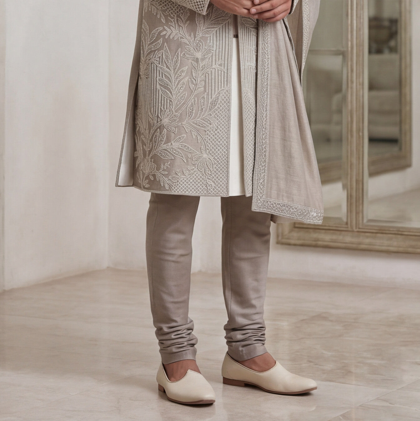 Dark Rose Gold Embroidered Sherwani