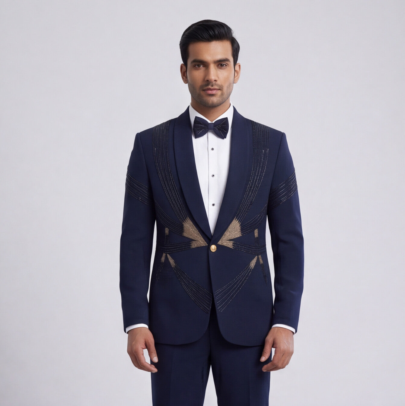 Blue Hand Embroidered Designer Tuxedo